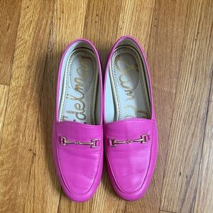 Sam Edelman Hot Pink Leather Horsebit Loafers